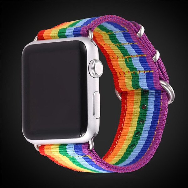 PrideOutlet > Jewelry > Apple Watch Band - LGBT Rainbow Design Nylon Fabric Replacement Band for 