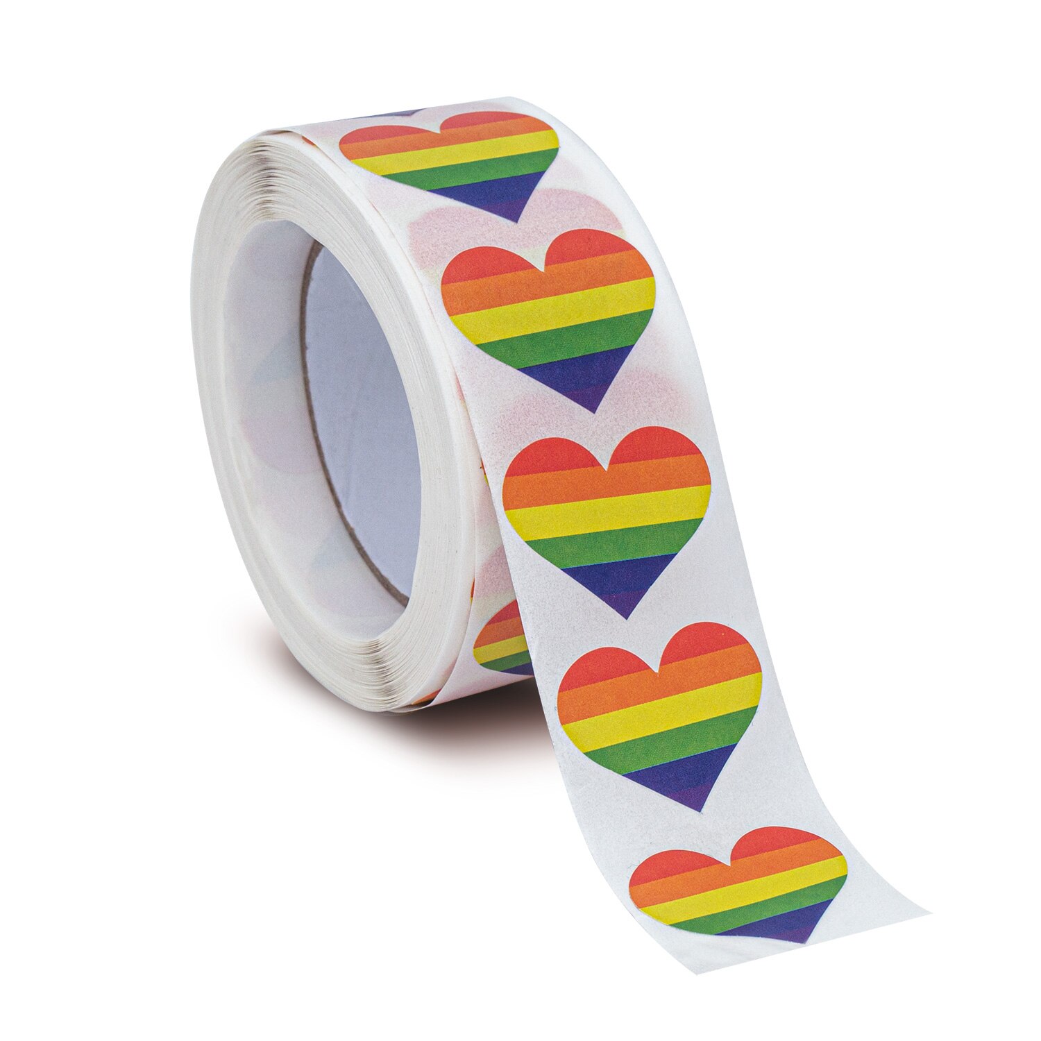 PrideOutlet > Stickers > Roll of Rainbow Pride Heart Stickers (500 Stickers)