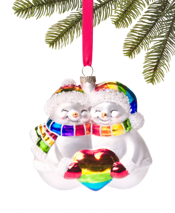 Holiday Lane Love is Love Rainbow Snowman Couple Ornament