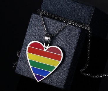 Healing Rainbow Heart Shaped Charm Necklace